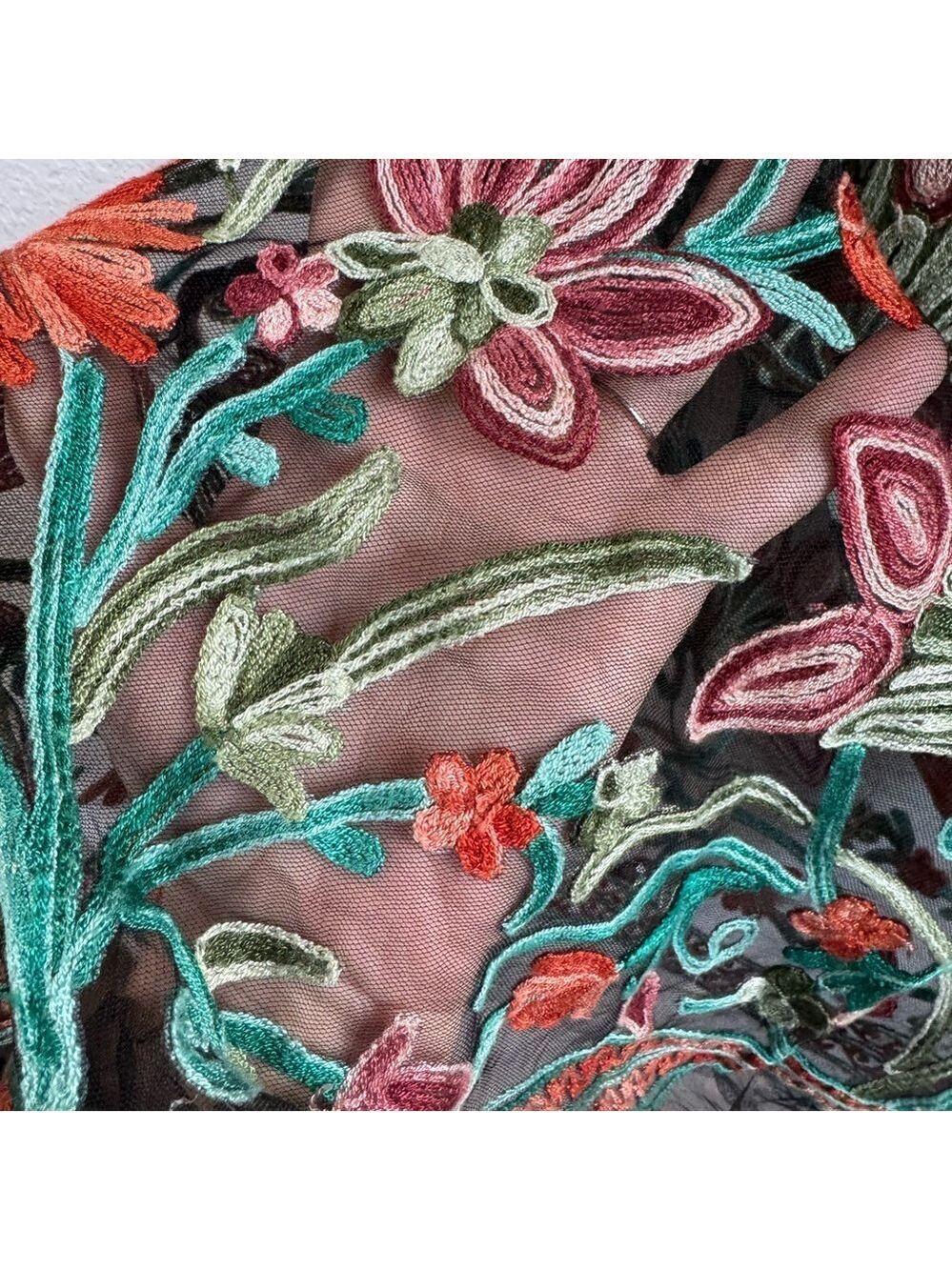 ZANZEA Embroidered Mesh Mini Dress - Picture 7 of 8